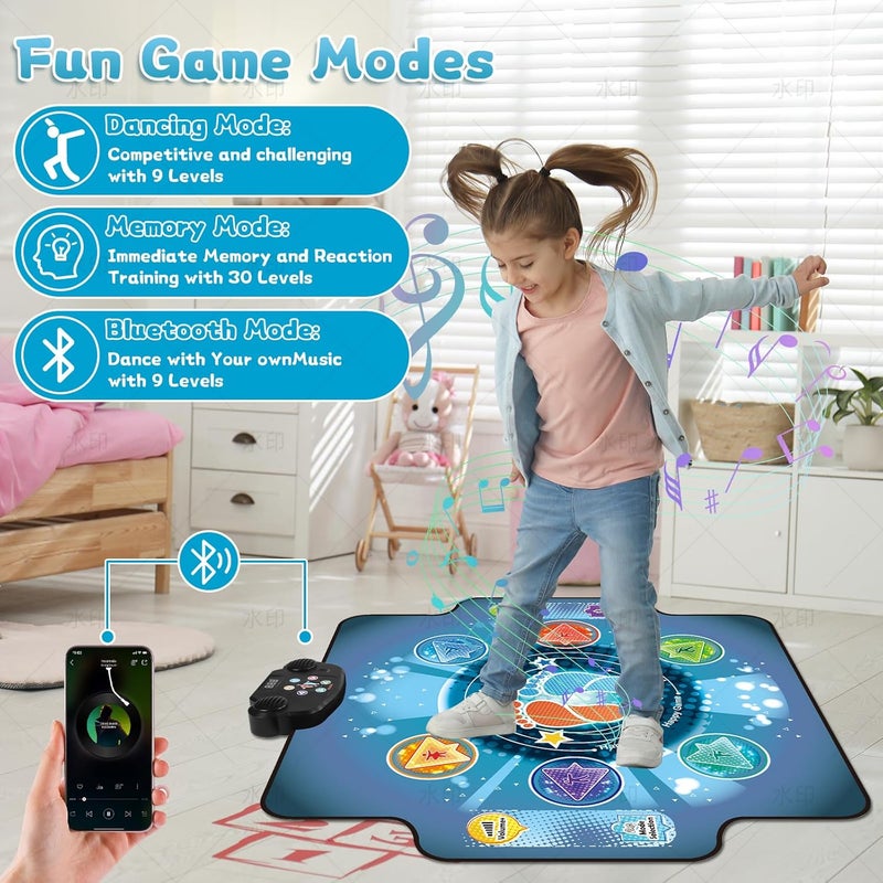 BulaBe Upgraded Dance Mat for Kids with Wireless Bluetooth, 5 Game Modes, LED Lights,Electronic Music Game Dance pad Floor Toys for Girls Boys Birthday Gifts Ages Toddlers 3-5 4-8 8-12 Year Old - Image 4